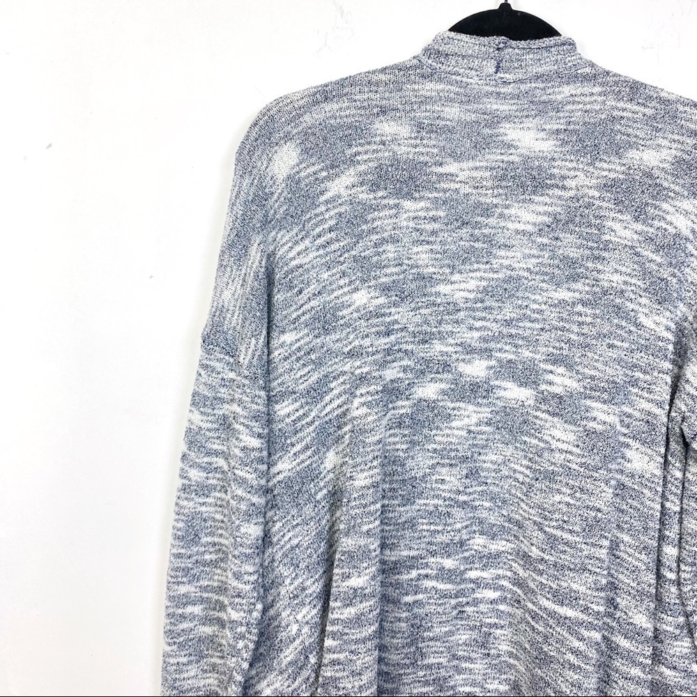 Ady P Space Dye Draped Open Front Waterfall Long Sleeve Cardigan in Blue Size XL - Picture 8 of 11